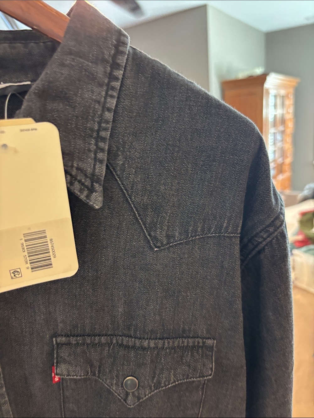 Levi's Black Denim Western Button-Down Shirt New with Tags - Picture 4 of 5